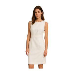 J. Crew Structured Linen-Blend Sheath Dress Style JO710 White SZ 12 New
